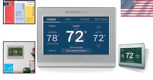 Elegant Silver Wi-Fi Thermostat with Touchscreen Control - Programmable Features - Picture 2 of 11