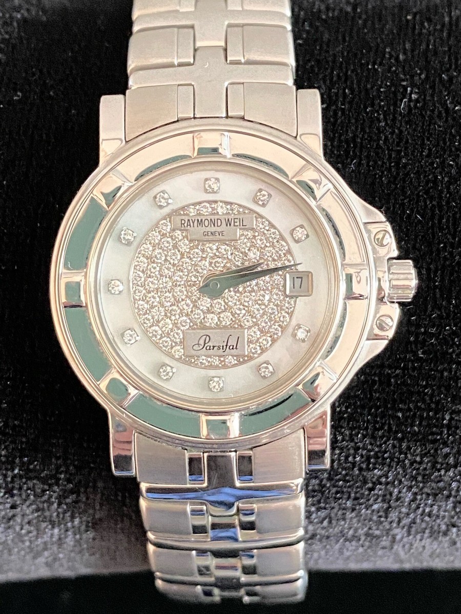 Raymond Weil Parsifal Stainless With Diamond Dial Watch-RARE Vintage Raymond Weil 9630 Parsifal Mother of Pearl Dial  main image 2