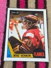 1987-88 O-PEE-CHEE RC #215 MIKE VERNON H.O.F. FLAMES SUPERSTARS HOCKEY MINT CARD