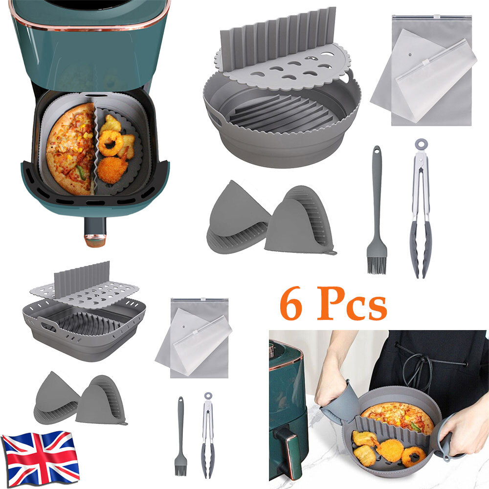 6PCS Silicone Air Fryer Liner Rack Accessories Set for Ninja AF100UK