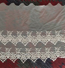 3 Yards 12" Wide White Tulle Lace/2 Layers Cotton Flower-Bridal Wedding xh239