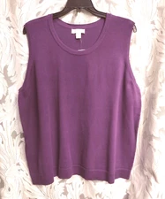 3X 24/26W CJ BANKS PURPLE BANDED HEM SLEEVELESS KNIT TOP SHELL TANK SWEATER 