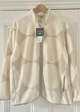 Marimekko Uniqlo Womens Ivory Grey Kivet Spot Print Fleece Jacket Xl Uk 16 Eu 44