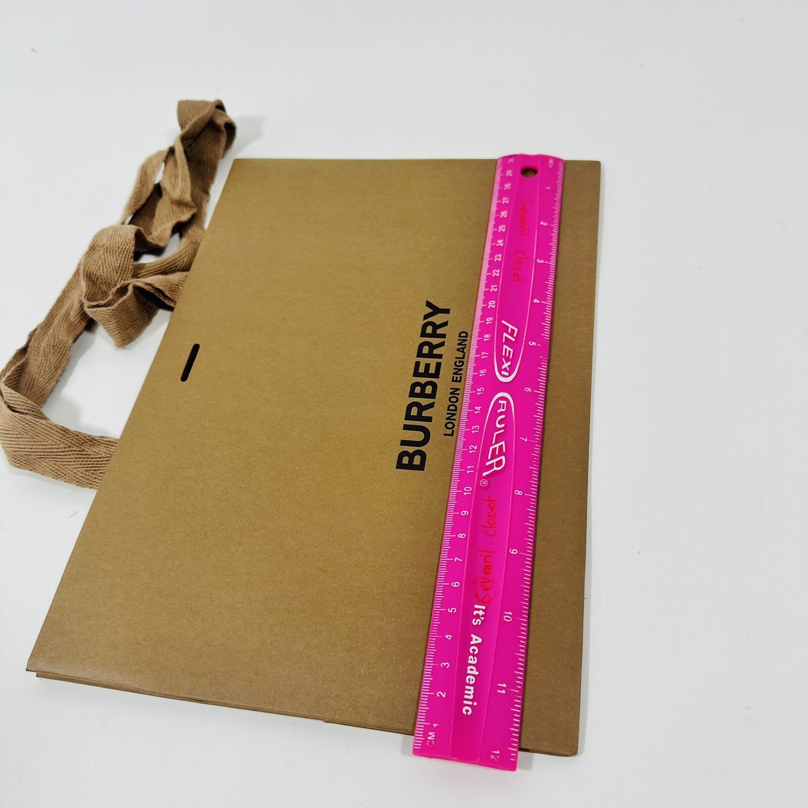 Burberry Authentic Tan Brown Shopping Paper Bag Gift Tote Small 12"x8"x3.5"