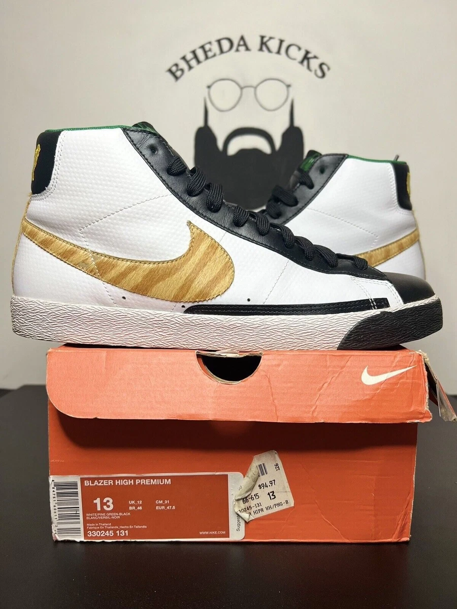 Nike Blazer High Premium White Black Tiger Swoosh 330245-131 Mens Size 12 No Box Nike Blazer Size 12 | eBay main image 2