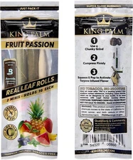 King Palm | Mini Size | Fruity Passion | Organic Prerolled Palm Leafs | 2 Rolls