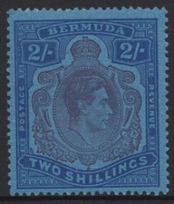 BERMUDA 1942-43 2/-PURPLE AND BLUE KGVI STAMP SHADE KEY TYPES MLH SG.116c  RARE