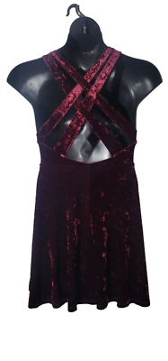 Altar'd State Burgundy Velvet Size Medium Criss Cross Back Boho Fairy  Prairie | eBay