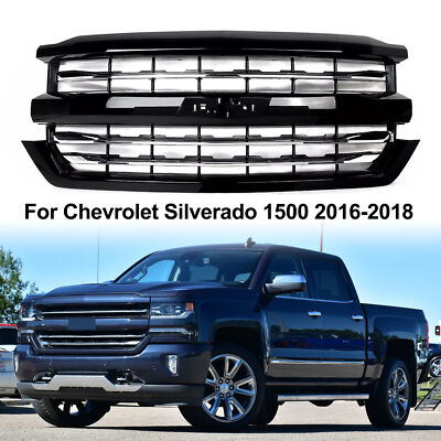 For 2016 2017 2018 Chevrolet Silverado 1500 Bumper Grille Black Chrome Z71 Style