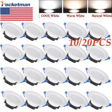10/20PC 7W LED 3Color Dimmable Recessed Ceiling Panel Light Downlight 85-265V