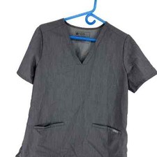 FIGS Casma Three-Pocket Heathered Gray V-Neck Scrub Top Woman's Medium