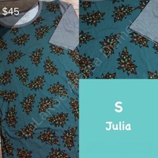 Lularoe Julia Teal Gray Floral Mid Sleeve Bodycon Fit Pencil Dress Jersey S NWT
