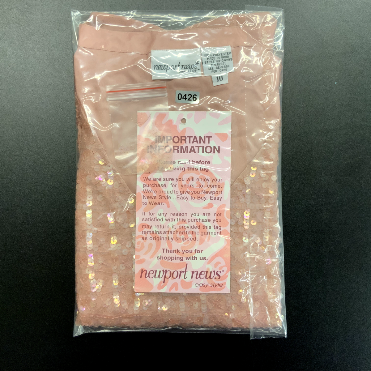 0426 - Newport News Easy Style sz 10 Light Pink Sequin Tank Top