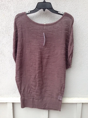 $69 NWT LA Made Short Sleeve Sweater Brown Size M