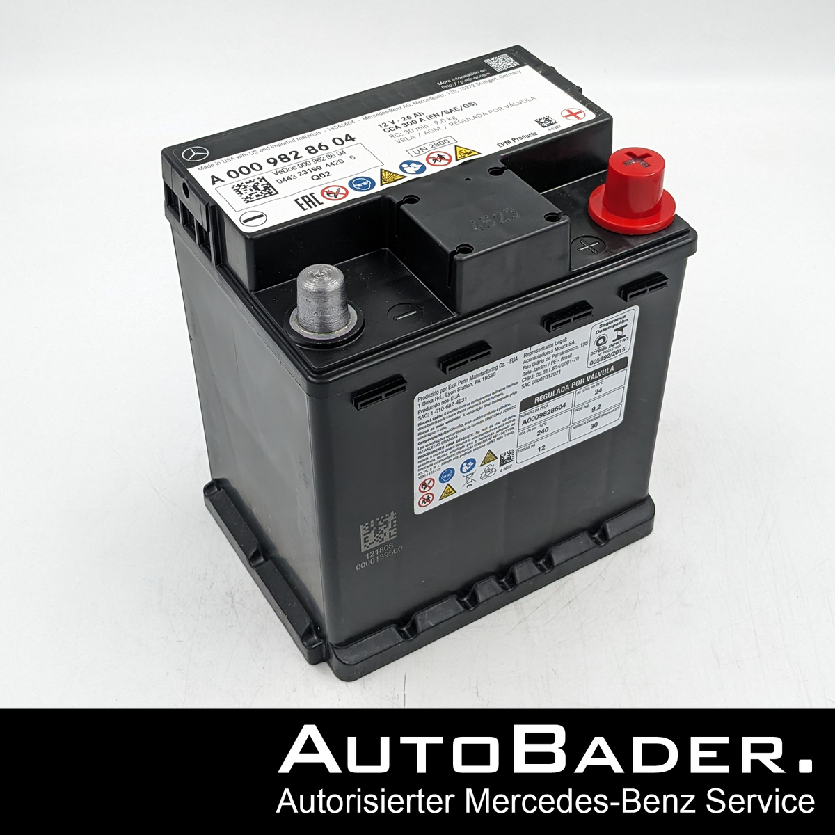 ORIGINAL Mercedes Autobatterie Batterie Starterbatterie 12V 62Ah 000982300826