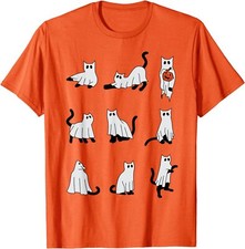 Cat Ghost Spooky Cute Halloween Funny Costume Gift Unisex T-Shirt