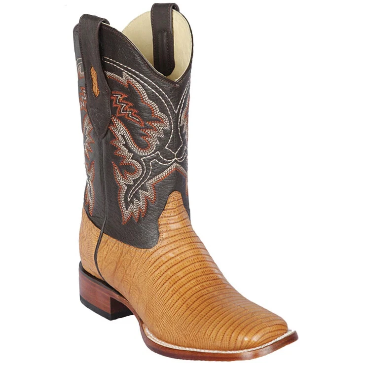 Bottes Cowboy Western Los Altos - Bout Carré étroit, Cuir Lézard Teju
