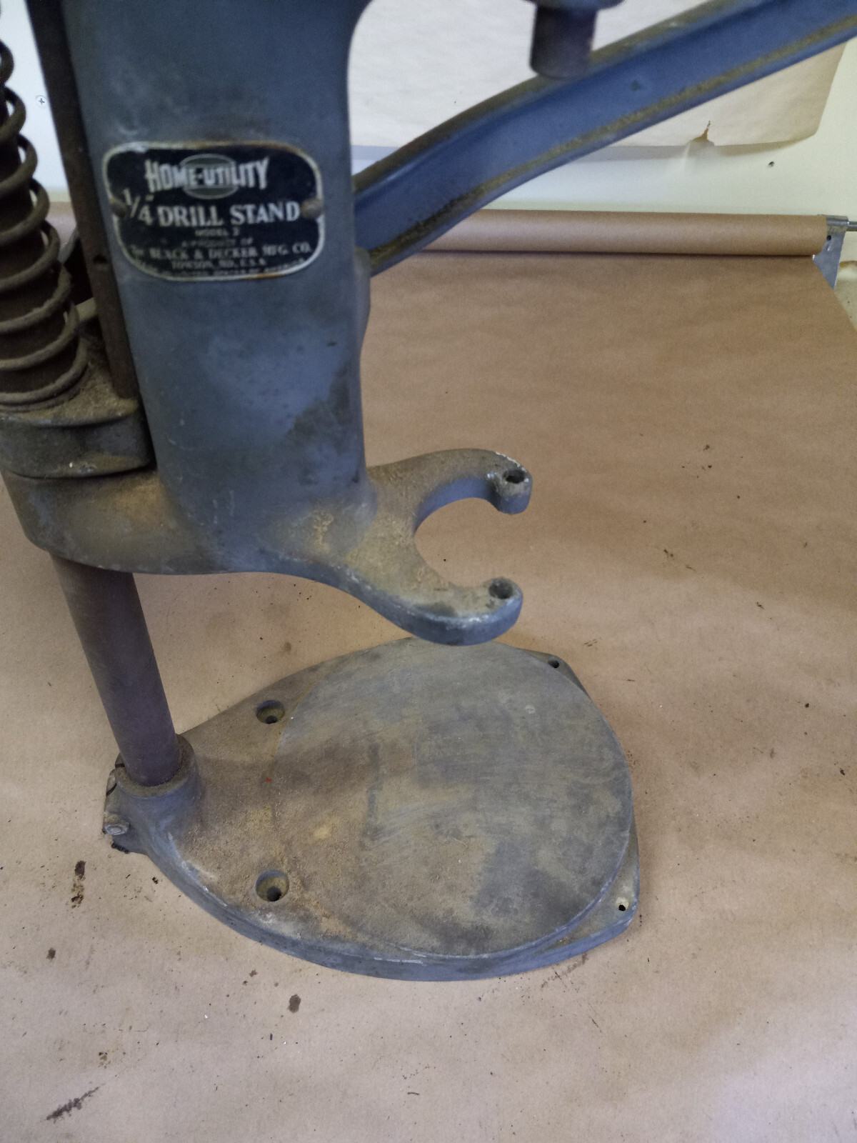 Vintage Black & Decker 1/4" Drill Stand  Type 3 Grey Blue Drill Press 20” Tall