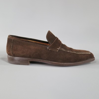 SUTOR MANTELLASSI Size 8 Brown Suede Penny Loafers Italian Penny Loafer in Chocolate Suede | Shop Sid Mashburn main image 4