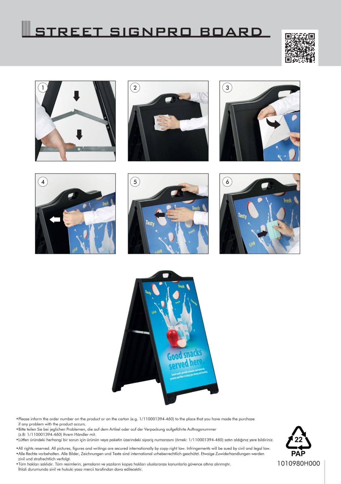 Sandwich Board A-Frame Double Sided Outdoor Sidewalk Sign Holder 24x36 White