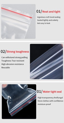 Clear Reclosable Seal Bag Plastic Poly Zipper Bags Zipper W/Hang Hole 4Mil THICK - Picture 8 of 13