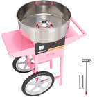 1000W Electric Cotton Candy Machine w/ Cart, Steel Bowl, Scoop, Drawer, Pink