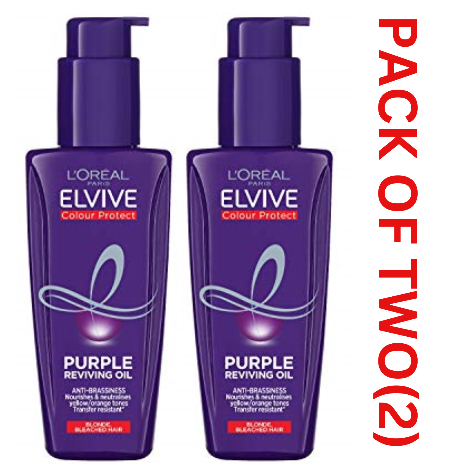 L'Oreal Elvive Colour Protect Purple Reviving Oil Blonde Bleached Hair 2X100ml