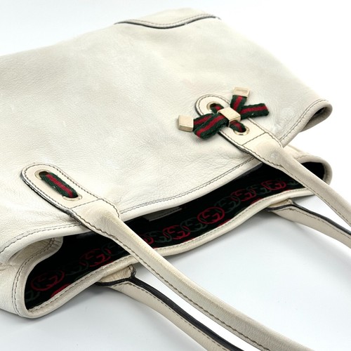 GUCCI Shoulder Bag Purse Sherry Line Princy Leather White Auth - Picture 15 of 24
