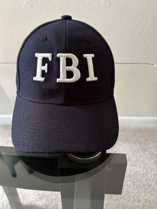 FBI Police Style Black Baseball Cap Hat 57.5 cm 55% Cotton 45% Acrylic