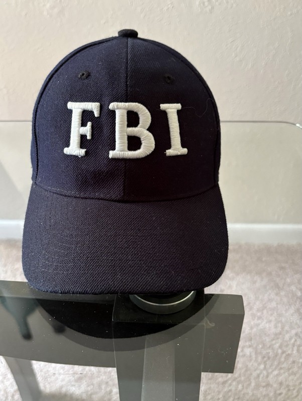 FBI Police Style Black Baseball Cap Hat 57.5 cm 55% Cotton 45% Acrylic