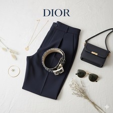 Authenticated Christian Dior White  Navy Belt
