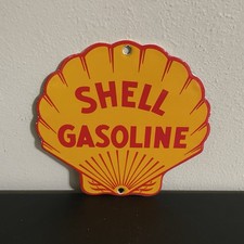 VINTAGE SHELL GASOLINE MOTOR OIL PORCELAIN SIGN
