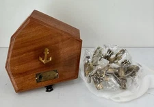 Replica Kelvin & Hughes London 1917 5" Brass Sextant In Decorative Wooden Box