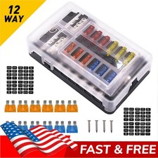 12-Way Auto Blade Fuse Box Block Holder with LED Indicator For 12V 24V Car Boat