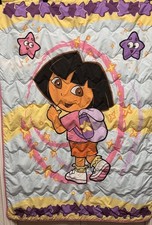 Vintage Y2K Nick Jr Dora The Explorer 53" 40" Baby Toddler Quilt Blanket 2004