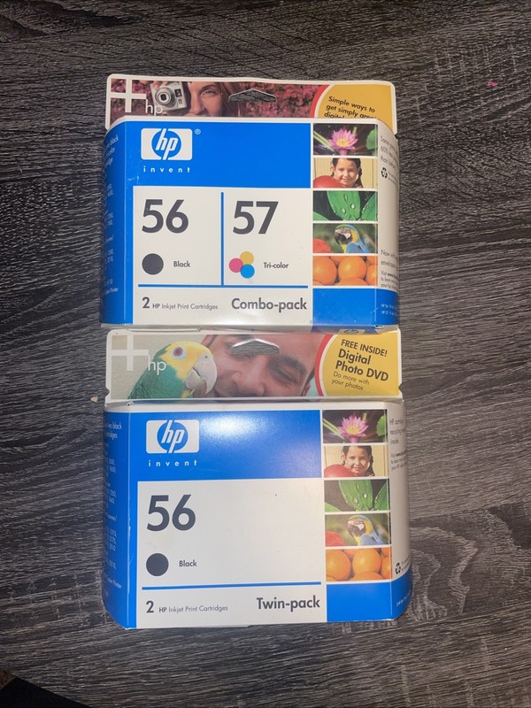 Genuine HP (3) 56 57 Black Tri Color Combo Pack Ink Cartridges Sealed Expired