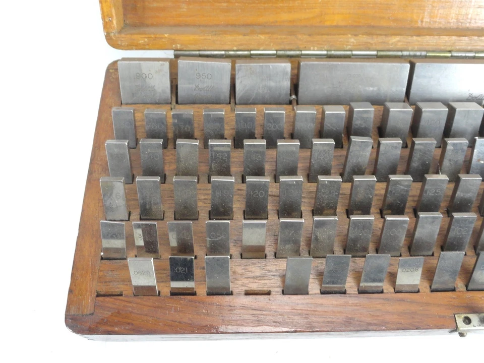 Vintage DoALL 112 Pc. of 118 GAGE BLOCK SET .010" - 4" w/ Wood Case - INCOMPLETE - Image 3 of 4