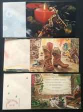 "Western Wear" (3) Leanin Tree Christmas, New Year Cards, New With (3) Envelopes