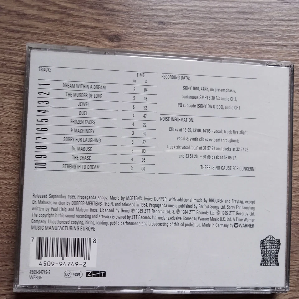 Propaganda - A Secret Wish - CD 1994 - Bild 2 von 2