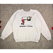 Vintage 1992 Fruit of the Loom Hockey Hooking 2 Minutes Sweatshirt XL USA Made