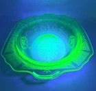 Anchor Hocking Cameo Ballerina Green Oval Platter Depression Glass Glows Uranium