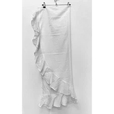 Sunseeker Womens Sarong Wrap Skirt One Size White Ruffle Beach Cover Up Cotton