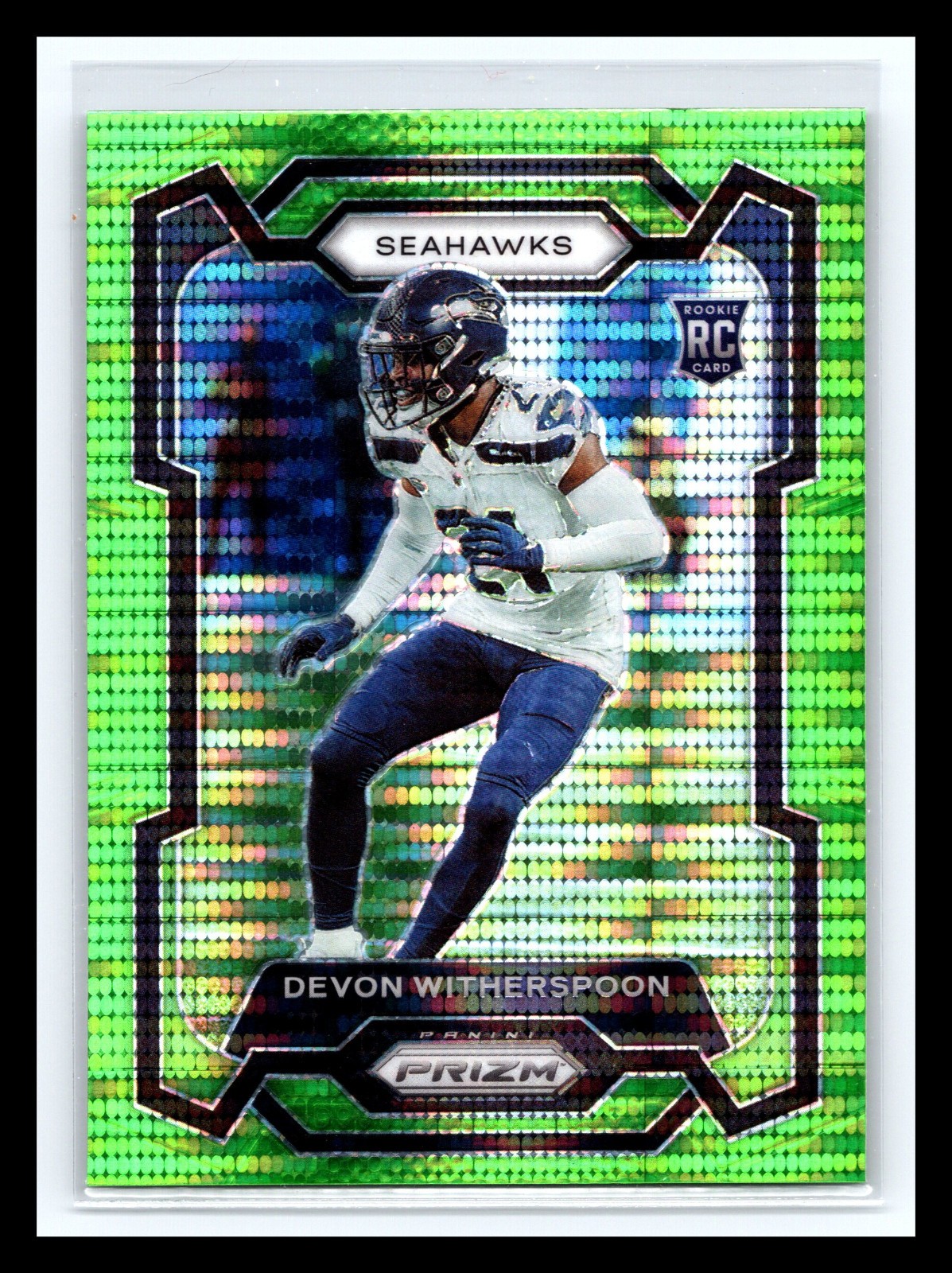 2023 Prizm -Devon Witherspoon #389 Neon Green Pulsar Holo (RC)