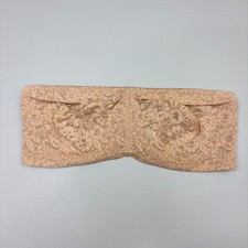 Wacoal Strapless Bra 34DD Underwire Tan Unlined Soft Cup Halo Lace 65449