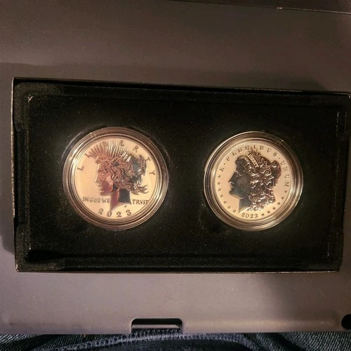 2023 S MORGAN and PEACE REVERSE PROOF SILVER DOLLARS 2-COIN SET WITH OGP AND COA
