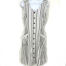LOFT Outlet Womens White stripe Lined Pocket Button Dress Size 8 NEW with Tags