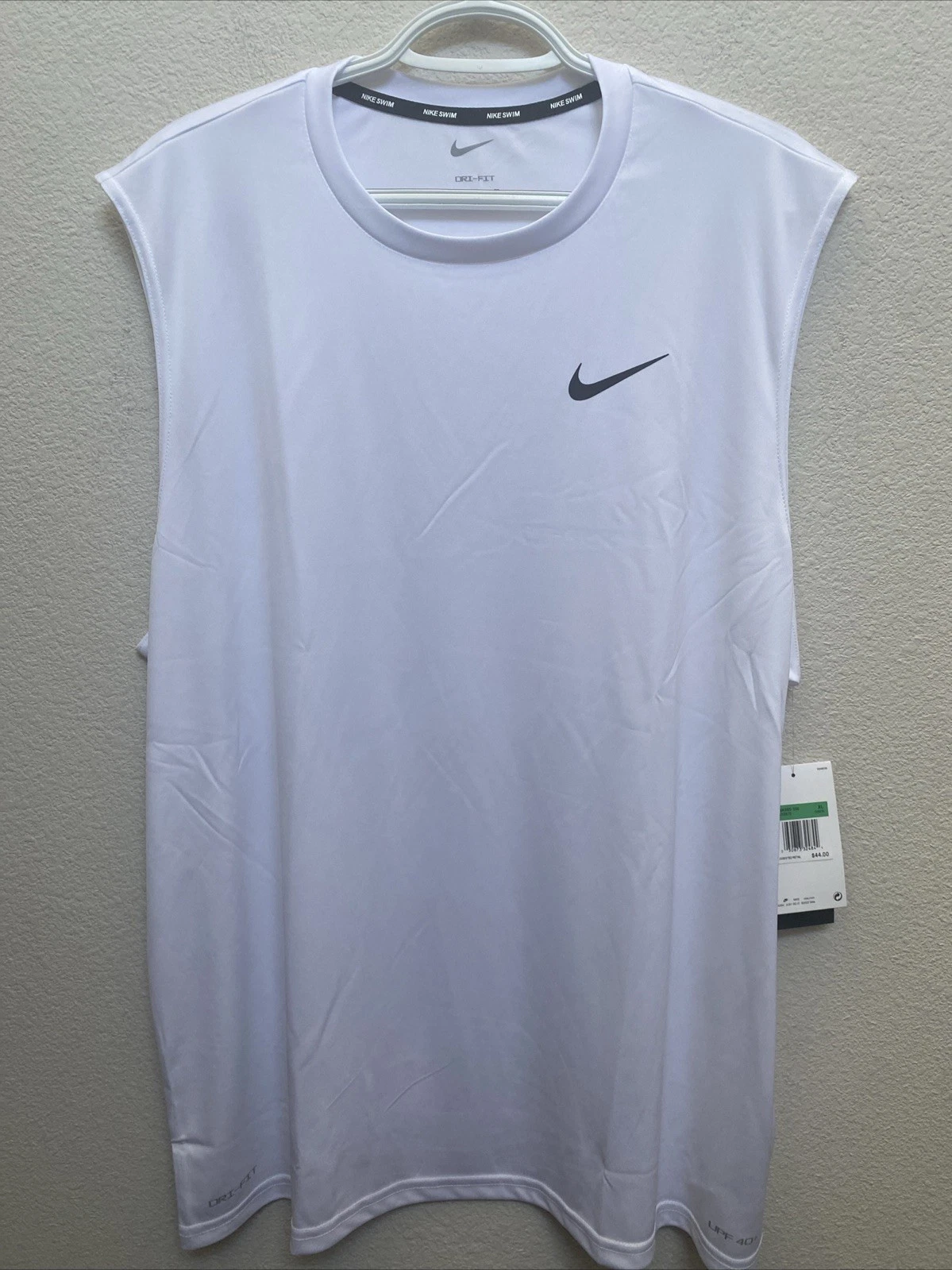 NWT NIKE Men's Dri-Fit T-Shirt Top White XL Sleeveless UPF 40+