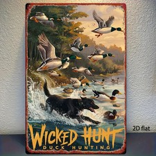 Vintage Hunting Duck Wild Duck Dog Tin Metal Signs Home D cor 8x12