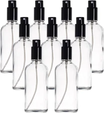 Clear Glass Spray Bottles 4Oz, with Small Fine Mist Spray, Metal Cap, Refillable