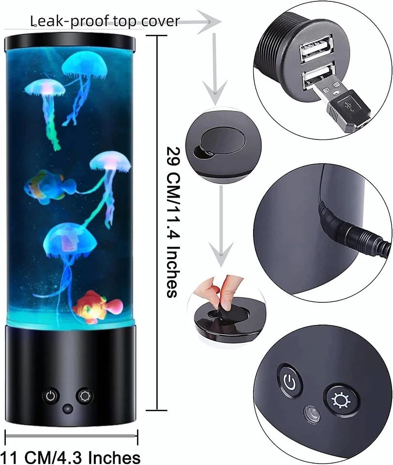 Pedir pronto Lámpara Medusas con 16 Colores Cambiantes para Relajar el Estado de ánimo Luz Regalo con Foto 2 de 4